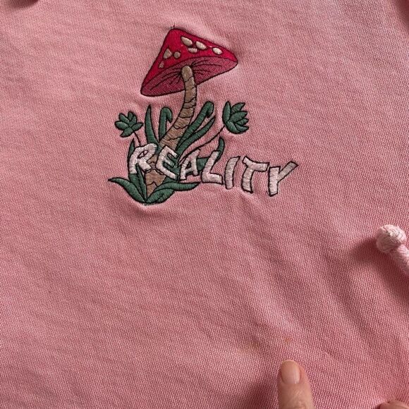 PacSun Mushroom Reality Hoodie Hipster Oversized Medium Unisex Embroidered, S23 - Picture 6 of 9